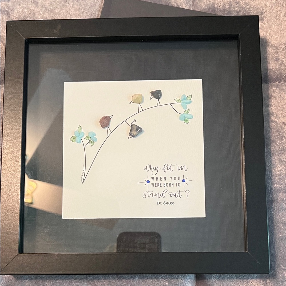 Framed Art with Inspirational Quote
Birds are little stones !